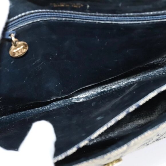 CELINE C Sulky Shoulder Bag Canvas Navy Gold Auth - Picture 13 of 16